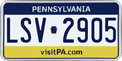 PA license plate LSV2905
