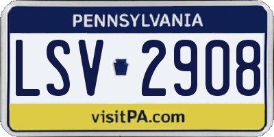PA license plate LSV2908