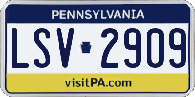 PA license plate LSV2909