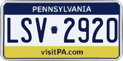 PA license plate LSV2920