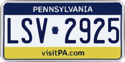 PA license plate LSV2925