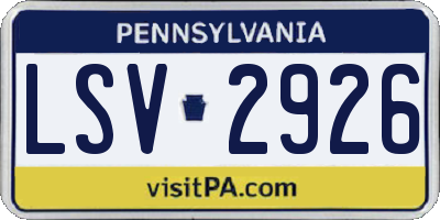 PA license plate LSV2926