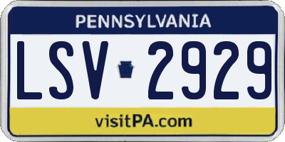 PA license plate LSV2929