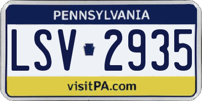 PA license plate LSV2935