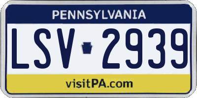PA license plate LSV2939