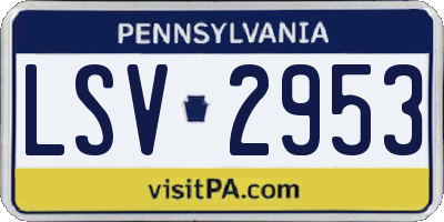 PA license plate LSV2953