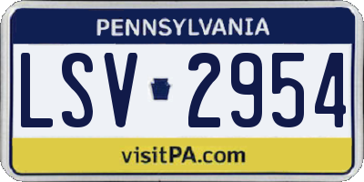 PA license plate LSV2954