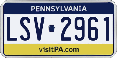 PA license plate LSV2961