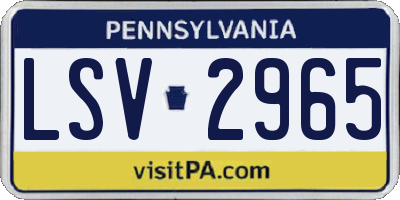 PA license plate LSV2965