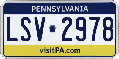 PA license plate LSV2978