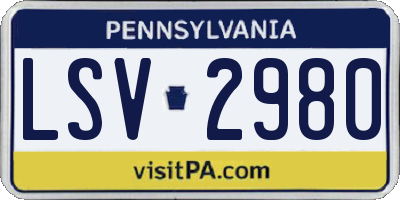 PA license plate LSV2980