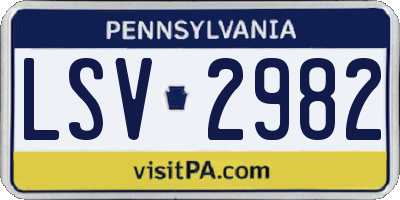 PA license plate LSV2982