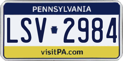 PA license plate LSV2984