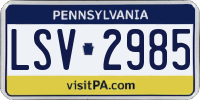 PA license plate LSV2985