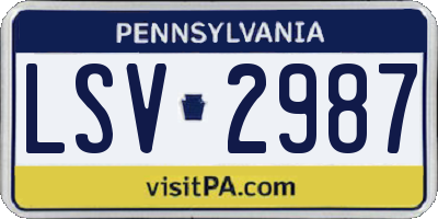 PA license plate LSV2987