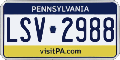 PA license plate LSV2988