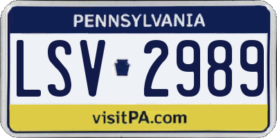 PA license plate LSV2989