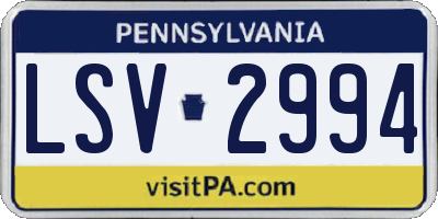 PA license plate LSV2994