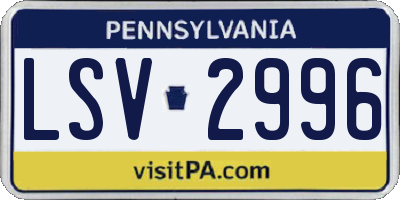 PA license plate LSV2996