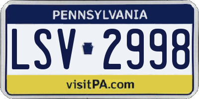 PA license plate LSV2998