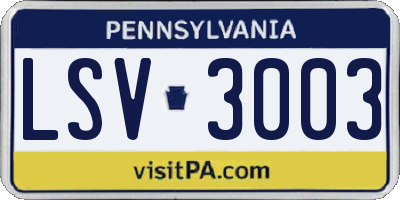 PA license plate LSV3003