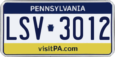 PA license plate LSV3012