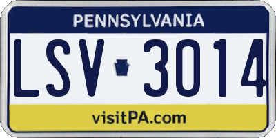 PA license plate LSV3014