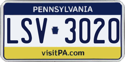 PA license plate LSV3020