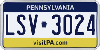 PA license plate LSV3024