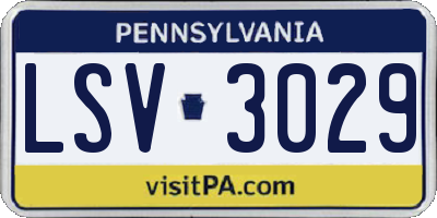 PA license plate LSV3029