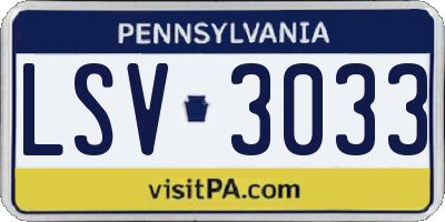 PA license plate LSV3033