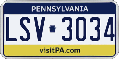 PA license plate LSV3034
