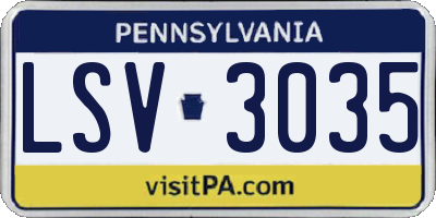 PA license plate LSV3035