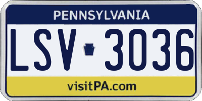 PA license plate LSV3036