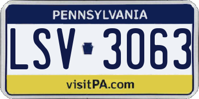 PA license plate LSV3063