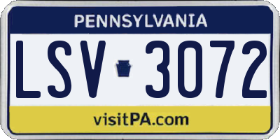 PA license plate LSV3072