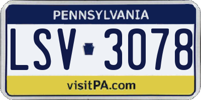 PA license plate LSV3078