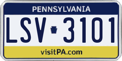 PA license plate LSV3101