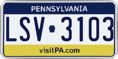 PA license plate LSV3103