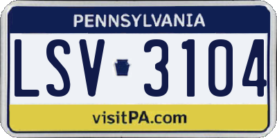 PA license plate LSV3104