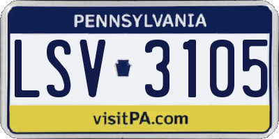 PA license plate LSV3105