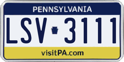 PA license plate LSV3111