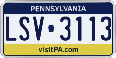 PA license plate LSV3113