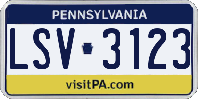 PA license plate LSV3123