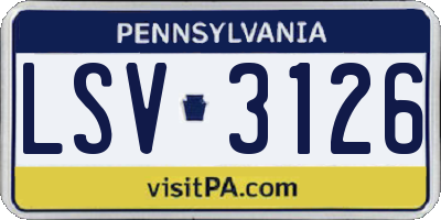 PA license plate LSV3126