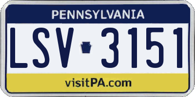 PA license plate LSV3151