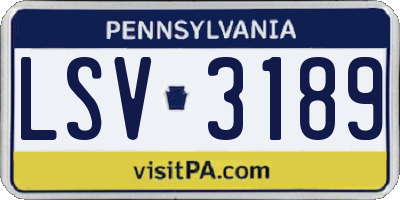 PA license plate LSV3189