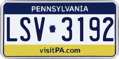 PA license plate LSV3192