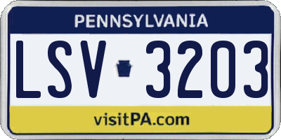 PA license plate LSV3203