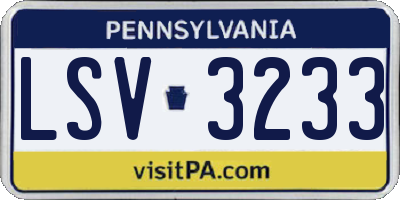PA license plate LSV3233